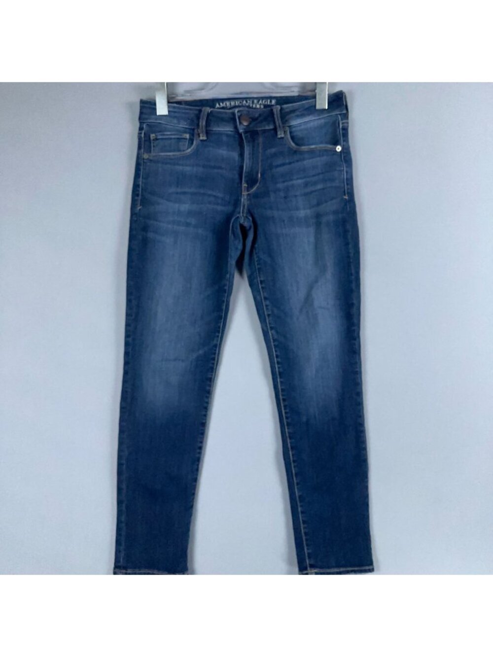 American Eagle Jeans Size 6 Short Super Stretch Skinny Low Rise Blue Medium Wash